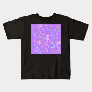 Cute baby pattern  flower and sun paint violet Kids T-Shirt